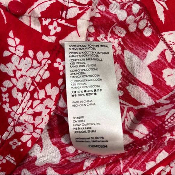 Anthropologie Maeve Seamed V-neck Button-Up Red Floral Top Long Sleeve S - Picture 9 of 10